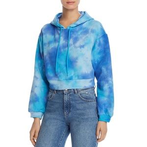 MNI Blue Tie Dye Cropped Hoodie